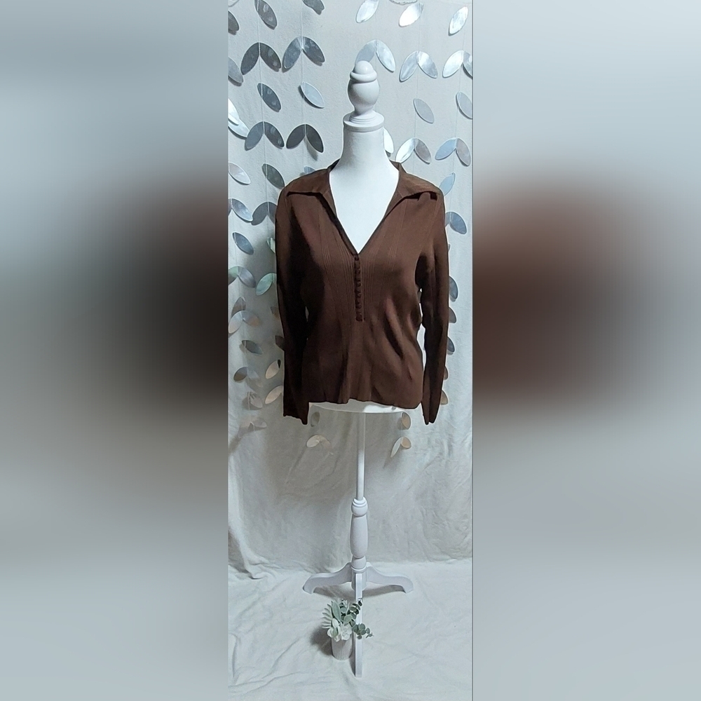 Sonoma Cropped Long sleeve Top Color: Brown Size: L